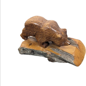 Hand Carved Wooden Bear Canadiana Wildlife